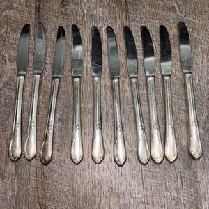 William A Rogers Silver Stainless Butter Knifes 10 Piece Set Vintage Replacement